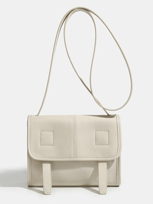 Women's Textured Cowhide Flap Messenger Bag with Dual Straps