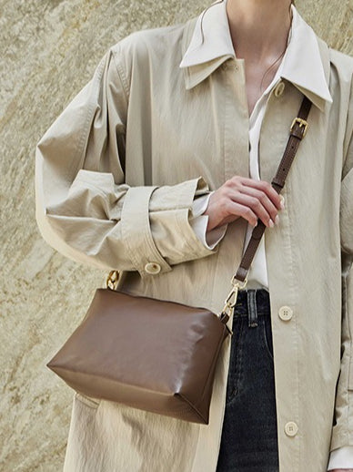 Women's Cowhide Tote Bag Set with Convertible Inner Pouch