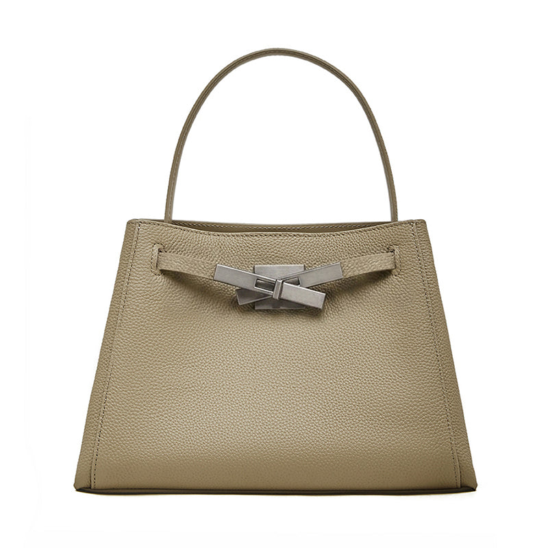 Women's Pebbled Cowhide Bucket Tote with Dual Straps