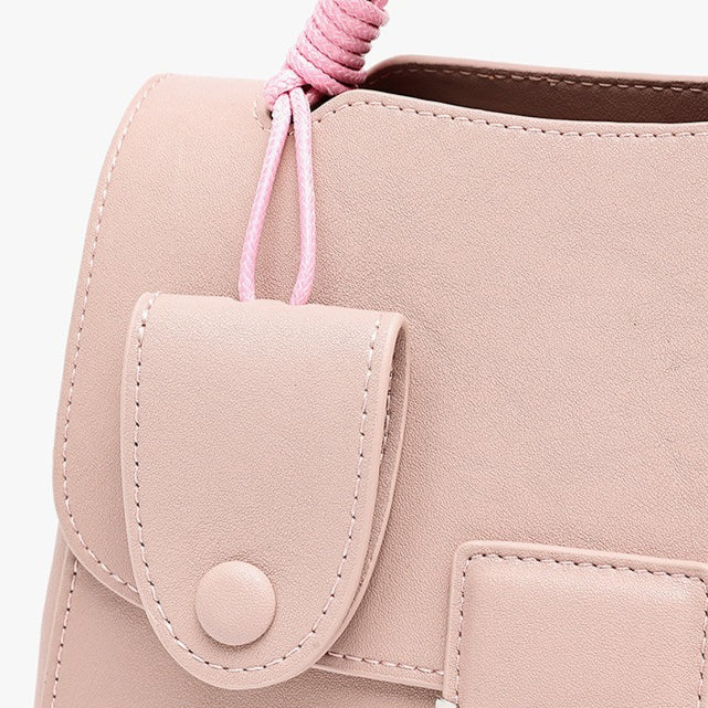 Women's Genuine Leather Square Flap Bag with Magnetic Closure