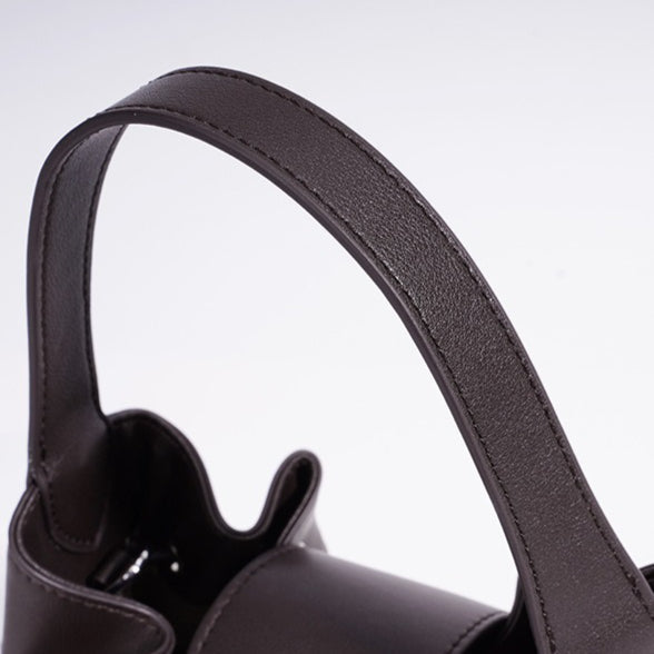 Women's Suede Leather Drawstring Bucket Bag with Horse Charm
