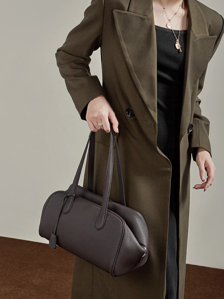 Women's Pebbled Cowhide East-West Bowling Tote Bag