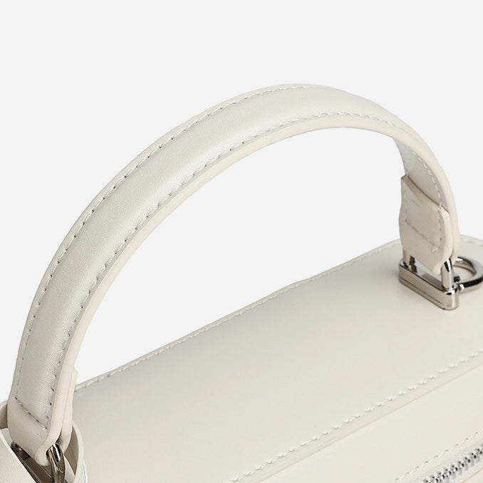 Women's Genuine Leather Square Box Bag with Adjustable Strap