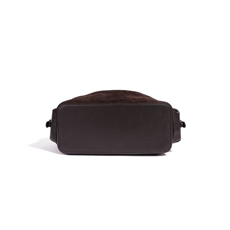 Women's Suede Leather Convertible Flap Backpack with Side Pockets