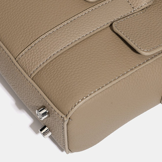 Women's Top-Grain Cowhide Vintage Twist-Lock Box Bag