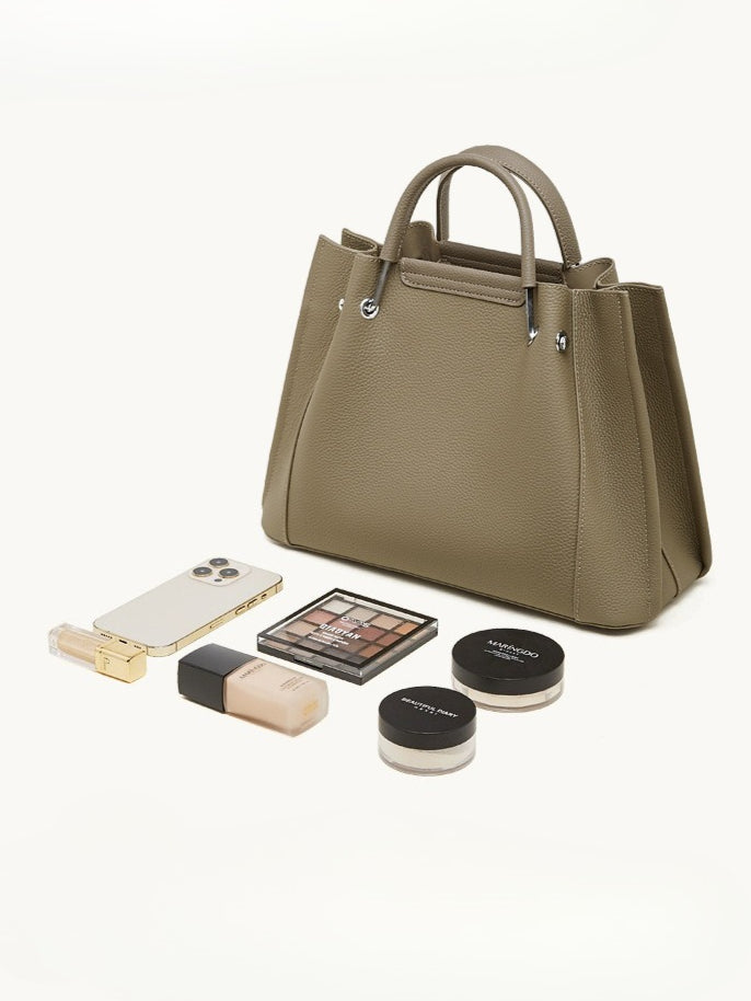 Women's Full-Grain Pebbled Cowhide Trapezoid Tote