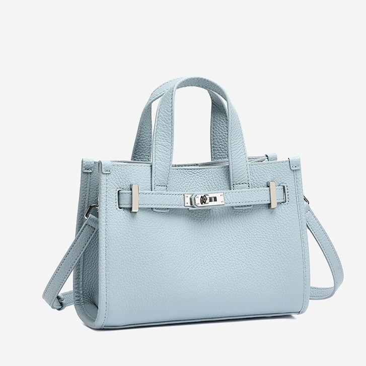 Women's Pebbled Cowhide Kelly Bag with Metal Turn-Lock