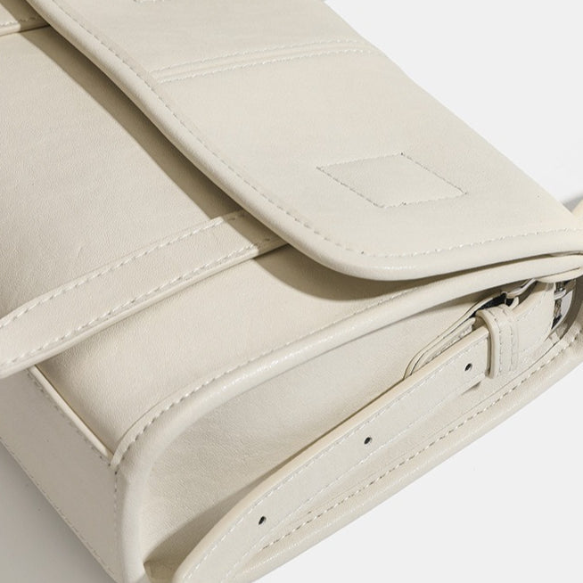 Women's Textured Cowhide Flap Messenger Bag with Dual Straps