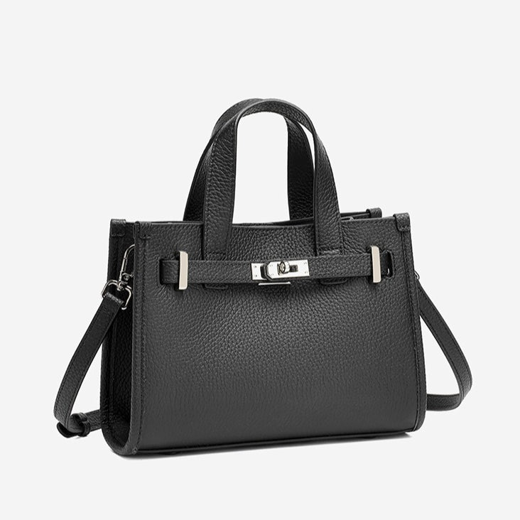 Women's Pebbled Cowhide Kelly Bag with Metal Turn-Lock