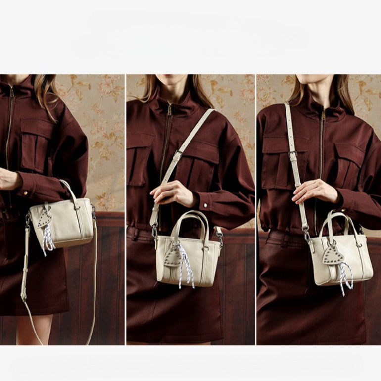 Women's Vegetable-Tanned Cowhide Mini Tote with Heart Charm
