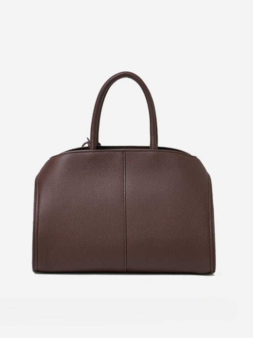 Women's Lychee-Grain Cowhide Double-Buckle Convertible Tote