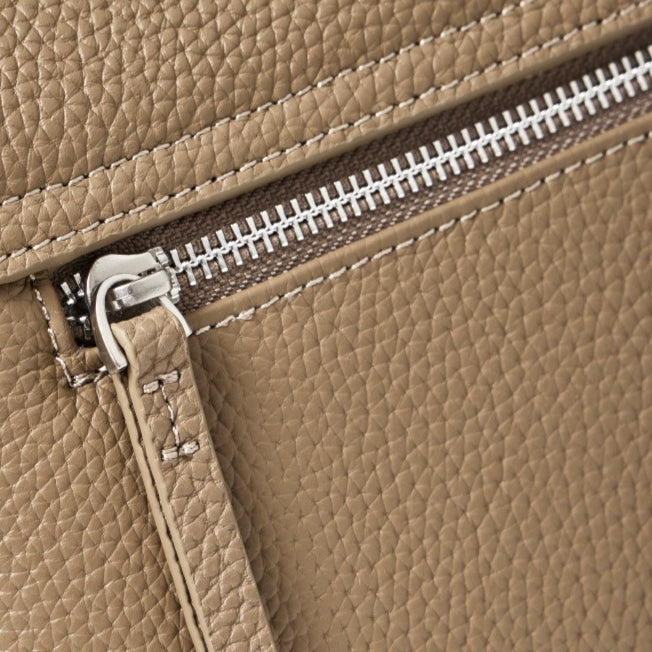 Women's Lychee-Grain Cowhide Flap Bag with Top Handle
