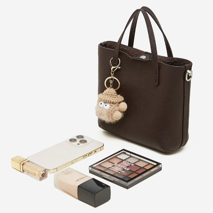 Women's Pebbled Cowhide Bucket Bag with Detachable Inner Pouch