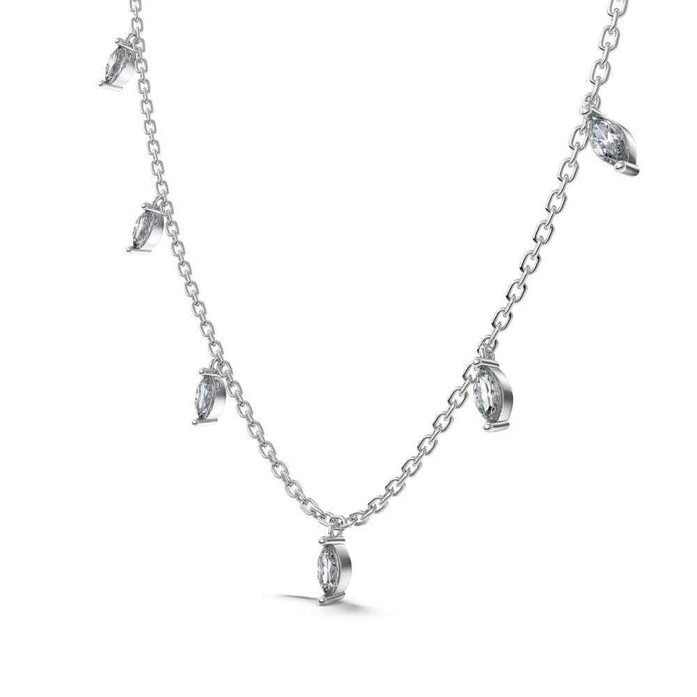 S925 Sterling Silver Marquise CZ Pendant Necklace Blue White Green