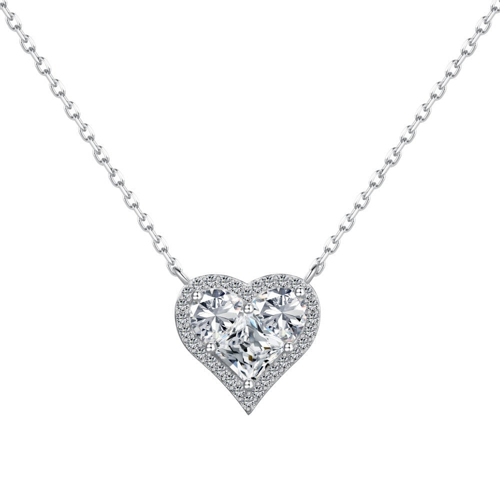 S925 Sterling Silver Heart Cross Geometric Pendant Necklace Collection
