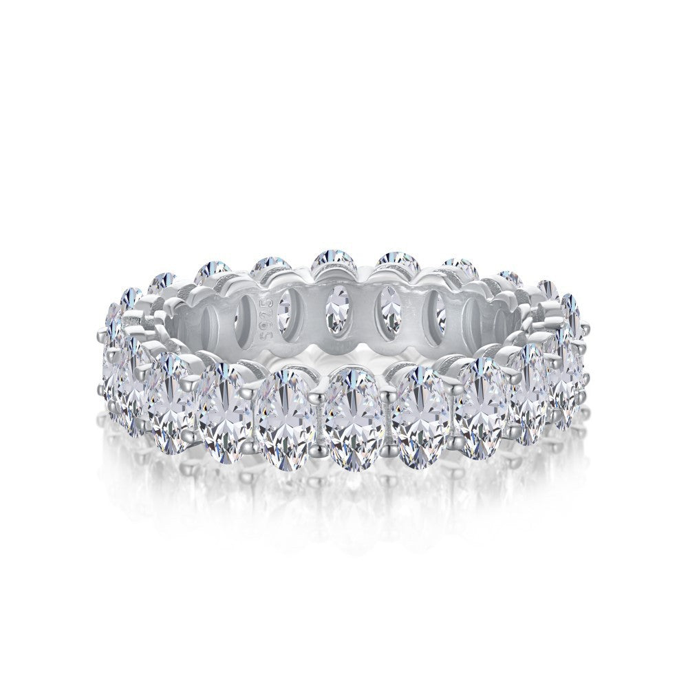 S925 Sterling Silver Oval Lace CZ Ring Gold Plated Adjustable