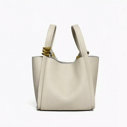 Women's Genuine Leather Mini Crossbody Bucket Bag with Inner Pouch