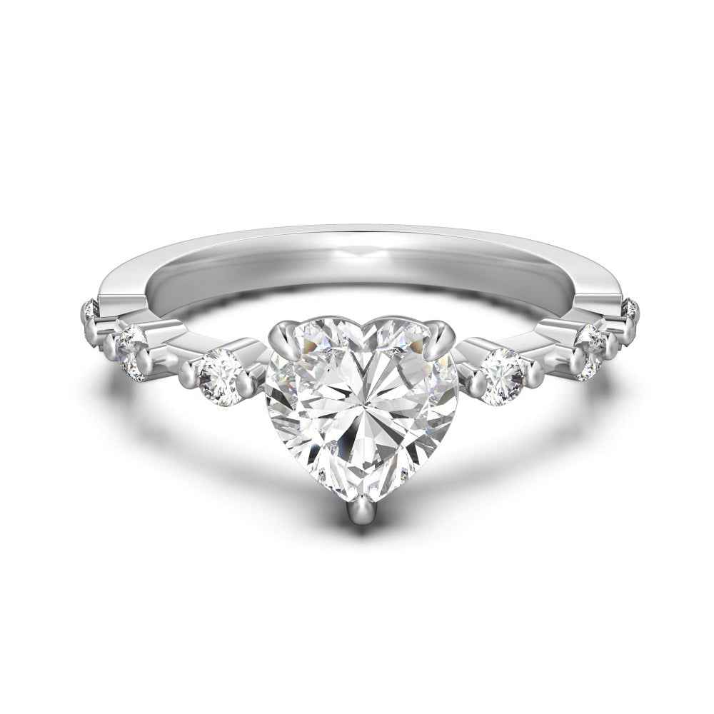 S925 Sterling Silver Heart CZ Ring White Pink Stone Adjustable