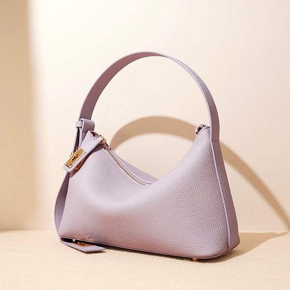 Women's Genuine Leather Dumpling Crossbody Shoulder Bag with Zipper Closure