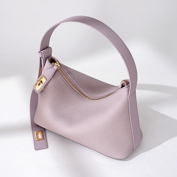 Women's Genuine Leather Dumpling Crossbody Shoulder Bag with Zipper Closure