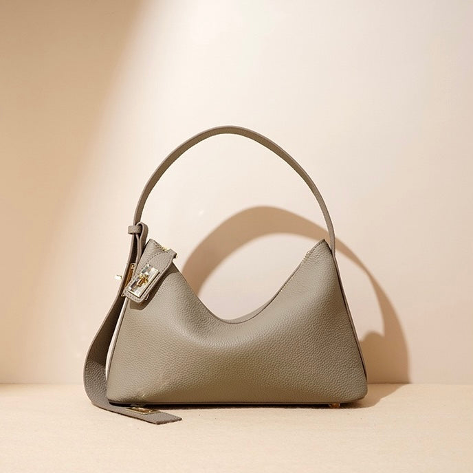 Women's Genuine Leather Dumpling Crossbody Shoulder Bag with Zipper Closure