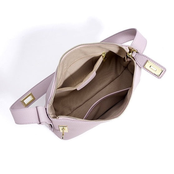 Women's Genuine Leather Dumpling Crossbody Shoulder Bag with Zipper Closure