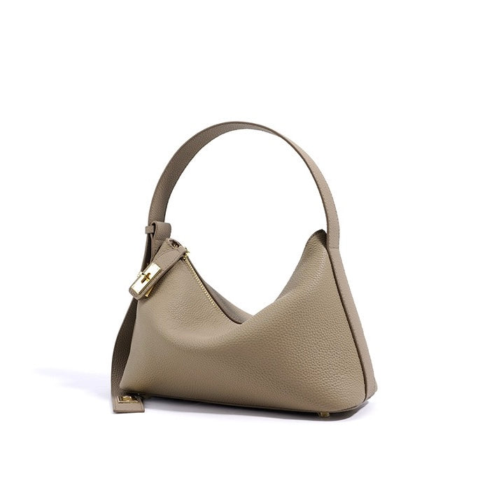 Women's Genuine Leather Dumpling Crossbody Shoulder Bag with Zipper Closure