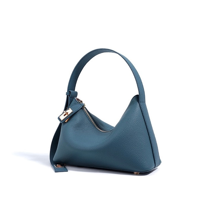 Women's Genuine Leather Dumpling Crossbody Shoulder Bag with Zipper Closure