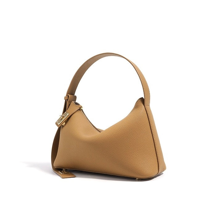 Women's Genuine Leather Dumpling Crossbody Shoulder Bag with Zipper Closure