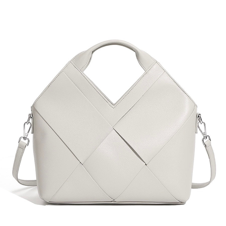 Women's Genuine Leather Woven Top Handle Handbag