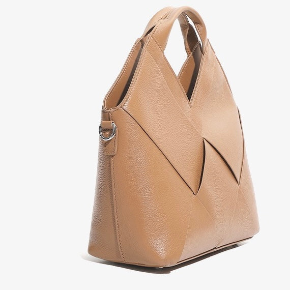 Women's Genuine Leather Woven Top Handle Handbag