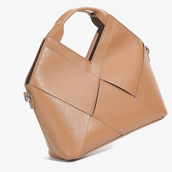 Women's Genuine Leather Woven Top Handle Handbag