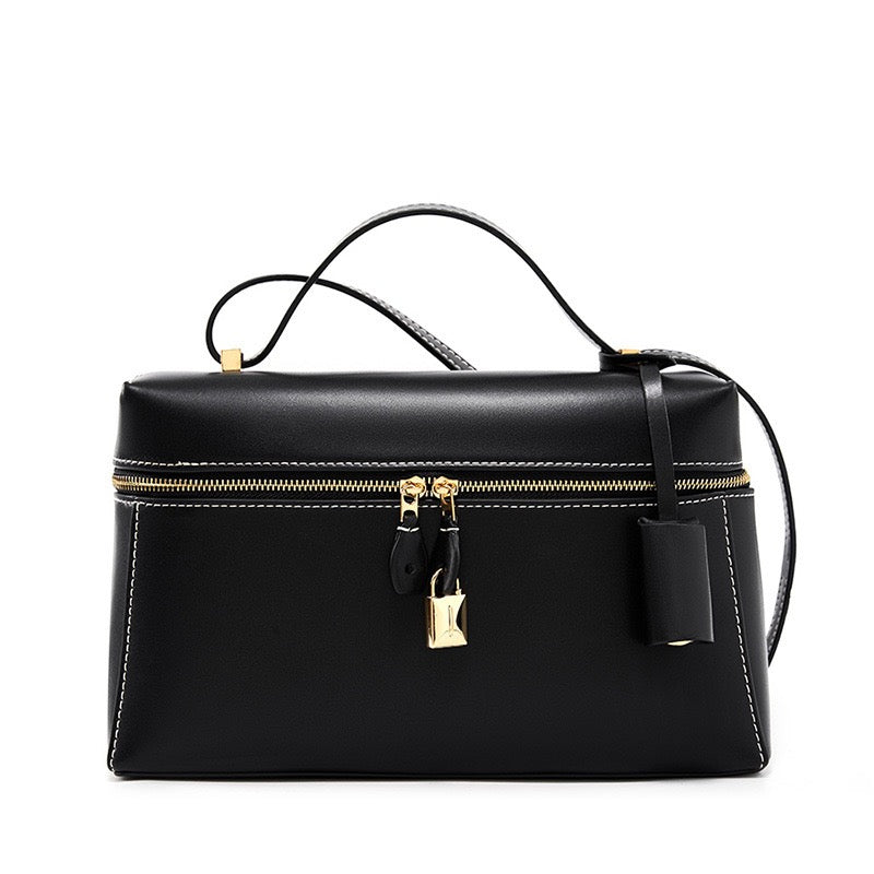 Women's Genuine Leather Crossbody Bucket Bag with Inner Pouch