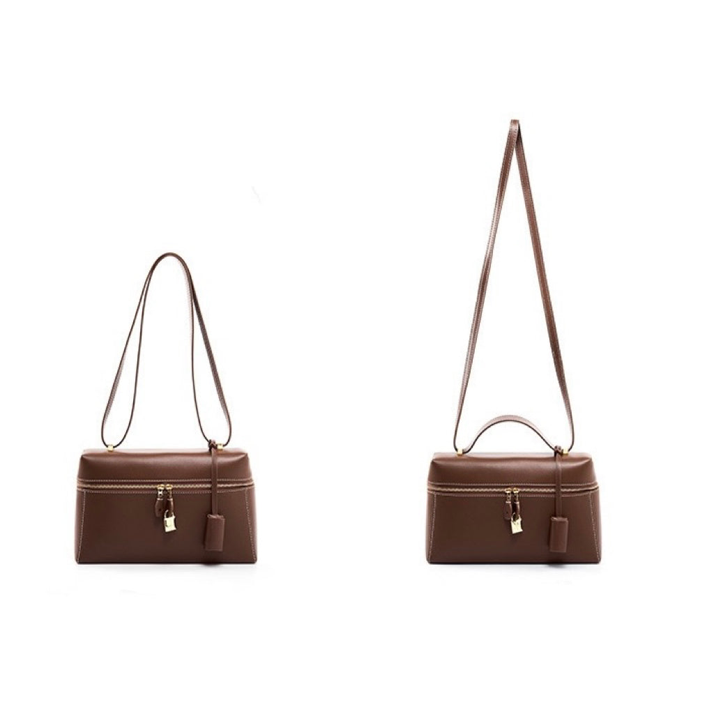 Women's Genuine Leather Crossbody Bucket Bag with Inner Pouch
