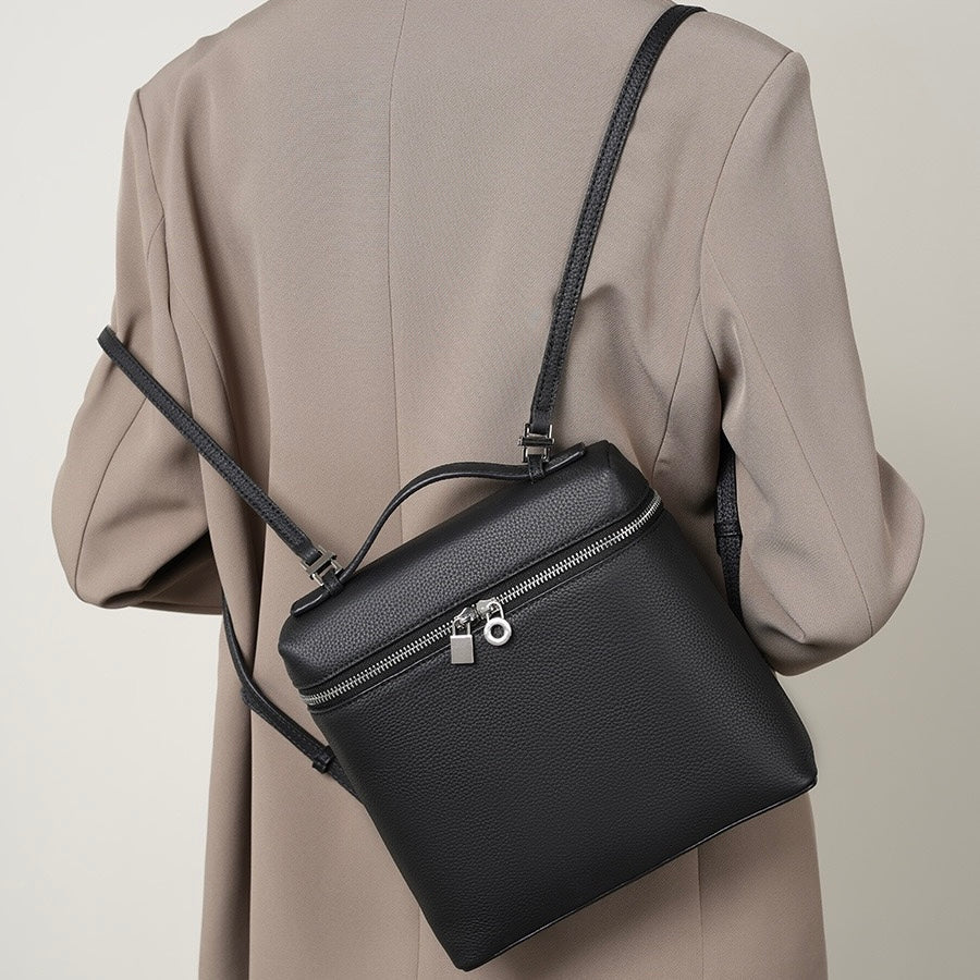 Women's Genuine Leather Minimalist Small Backpack