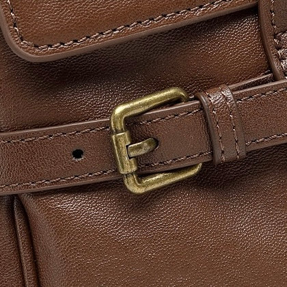 Women's Genuine Leather Large Shoulder Tote with Buckle Detail