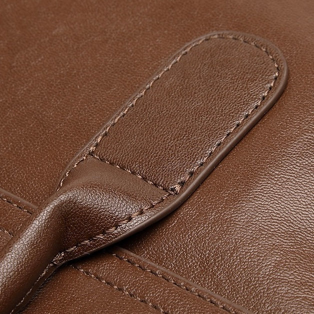 Women's Genuine Leather Large Shoulder Tote with Buckle Detail