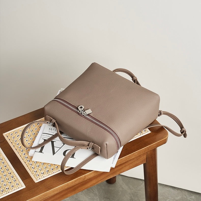Women's Genuine Leather Minimalist Small Backpack