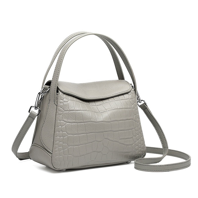 Women's Genuine Leather Croc Embossed Mini Crossbody Bag