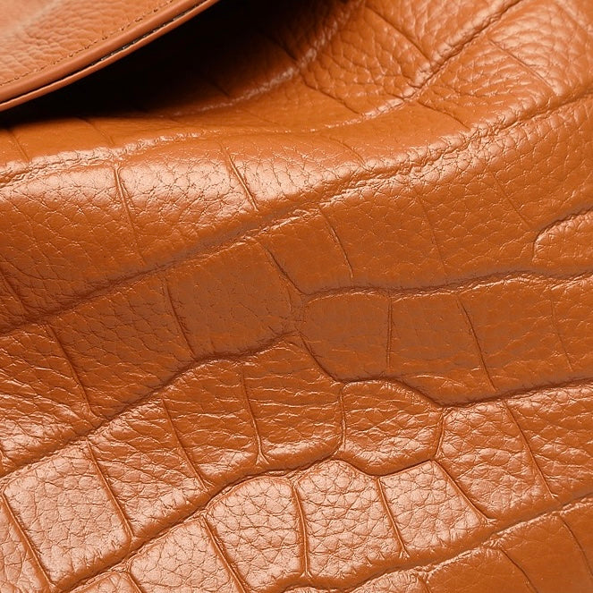 Women's Genuine Leather Croc Embossed Mini Crossbody Bag