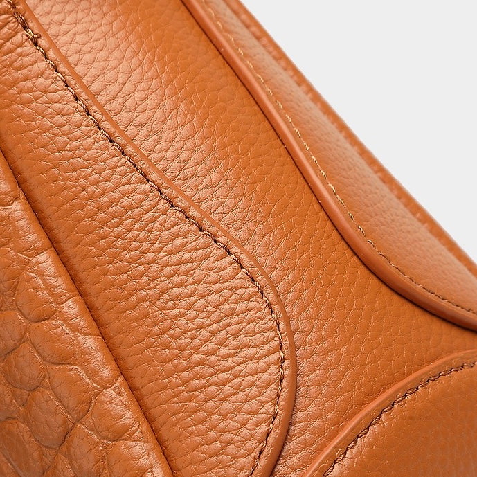 Women's Genuine Leather Croc Embossed Mini Crossbody Bag