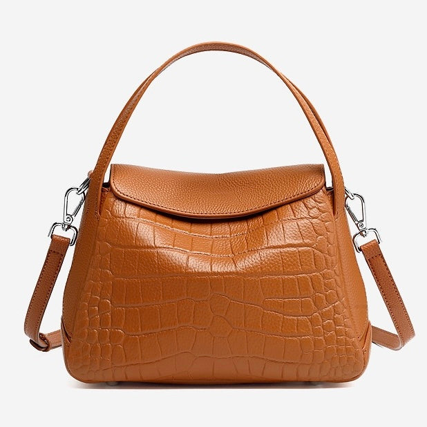 Women's Genuine Leather Croc Embossed Mini Crossbody Bag