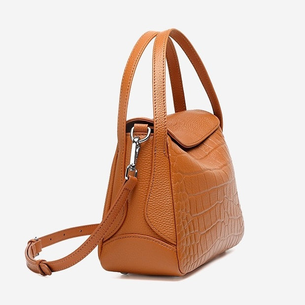 Women's Genuine Leather Croc Embossed Mini Crossbody Bag