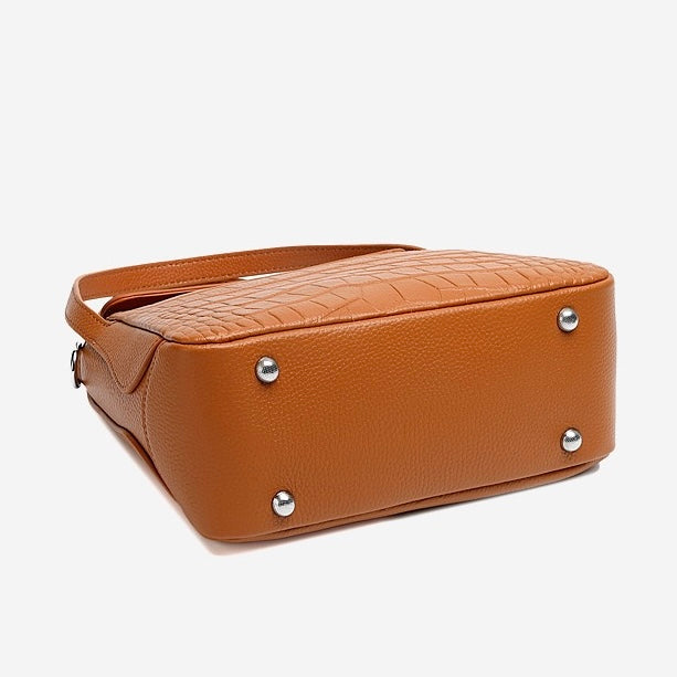 Women's Genuine Leather Croc Embossed Mini Crossbody Bag