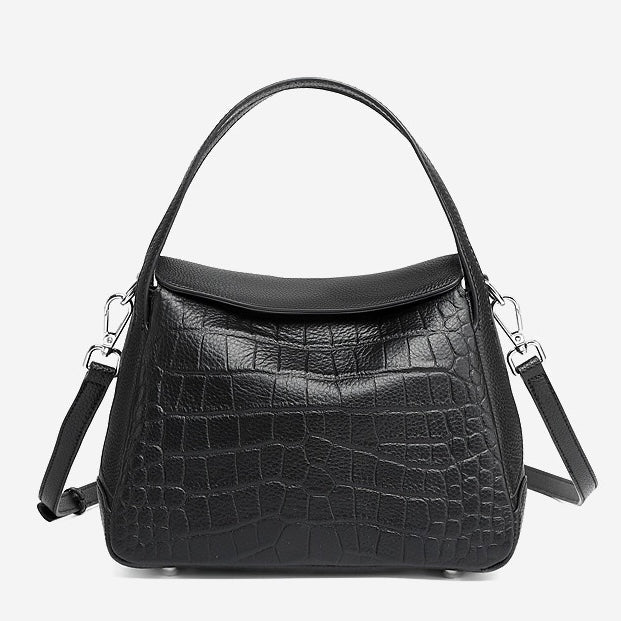 Women's Genuine Leather Croc Embossed Mini Crossbody Bag