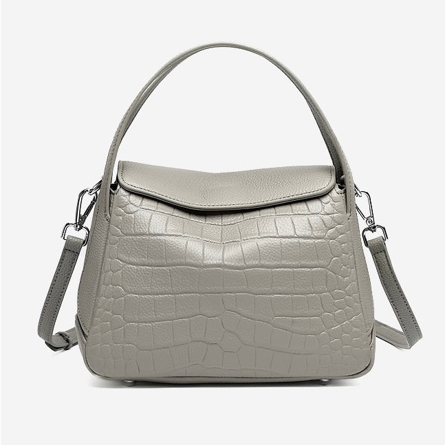 Women's Genuine Leather Croc Embossed Mini Crossbody Bag
