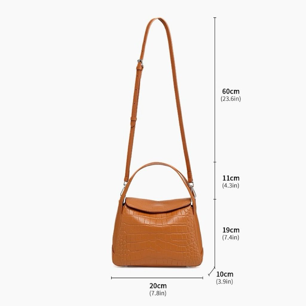 Women's Genuine Leather Croc Embossed Mini Crossbody Bag