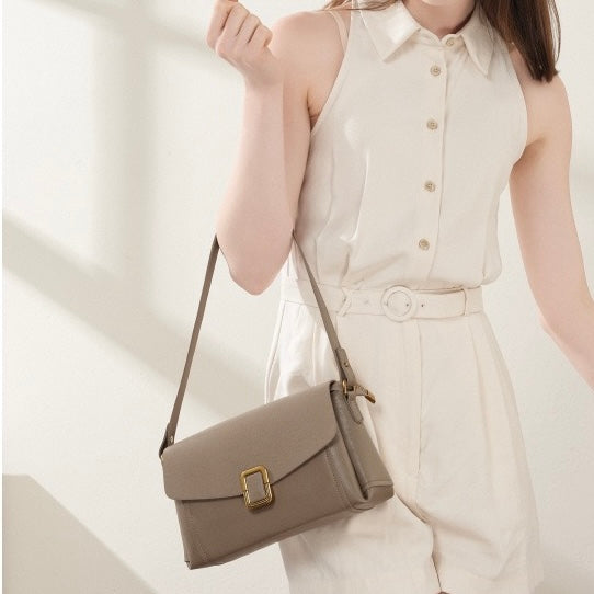 Women's Genuine Leather Commuter Tote Bag with Zipper Divider