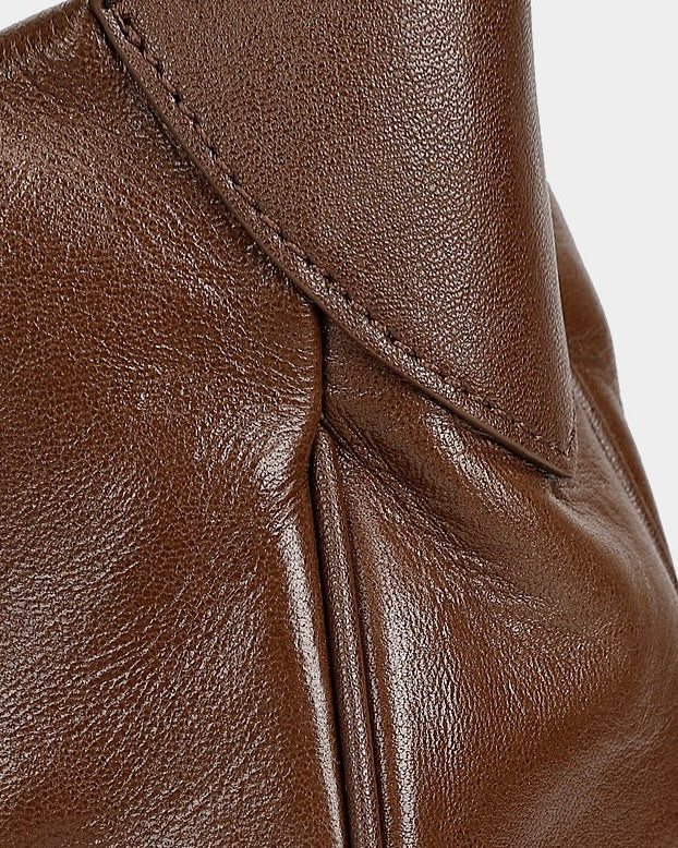 Women's Genuine Leather Braided Handle Hobo Shoulder Bag