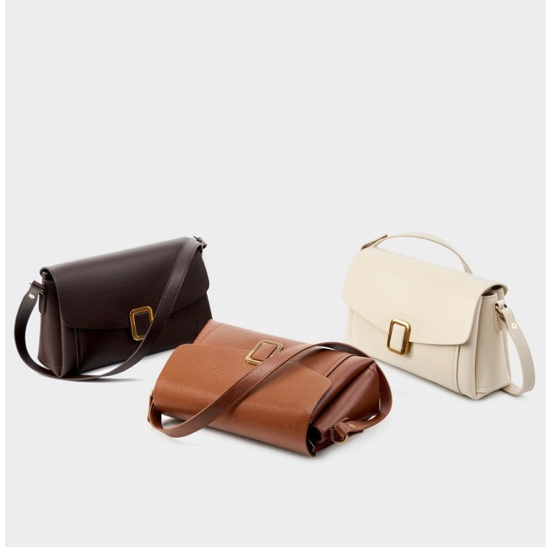 Women's Genuine Leather Commuter Tote Bag with Zipper Divider
